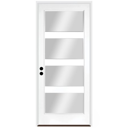 CODEL DOORS 36" x 80" Primed White Contemporary Flush-Glazed Exterior Fiberglass Door 3068RHISPSF20F4LC691610BB